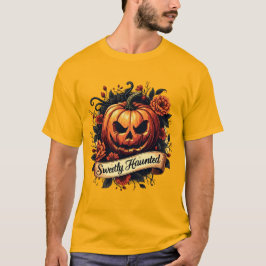 Sweetly Haunted Gothic Floral Pumpkin - Halloween T-shirt