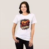 Sweetly Haunted Gothic Floral Pumpkin - Halloween Tri-Blend Shirt (Voorkant volledig)