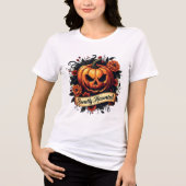 Sweetly Haunted Gothic Floral Pumpkin - Halloween Tri-Blend Shirt (Voorkant)