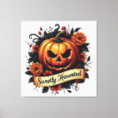 Sweetly Haunted  Pumpkin | Floral Halloween Canvas Afdruk (Voorkant)