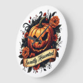 Sweetly Haunted  Pumpkin | Floral Halloween Grote Klok (Hoek)