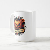 Sweetly Haunted  Pumpkin | Floral Halloween Koffiemok (Voorkant links)