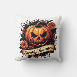 Sweetly Haunted  Pumpkin | Floral Halloween Kussen