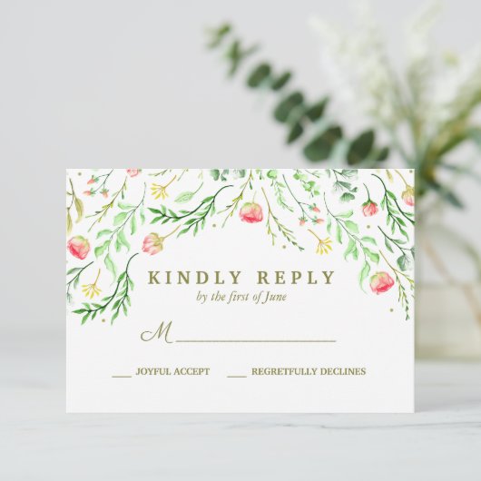 Sweetly Romantic | Floral Wedding RSVP (Staand voorkant)