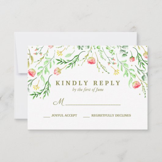 Sweetly Romantic | Floral Wedding RSVP Kaartje (Voorkant)
