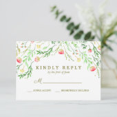 Sweetly Romantic | Floral Wedding RSVP Kaartje (Staand voorkant)