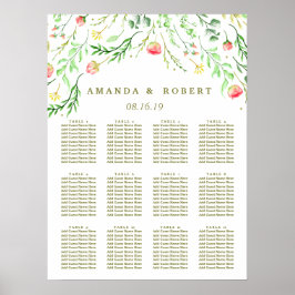 Sweetly Romantic | Floral Wedding Seating Chart Poster