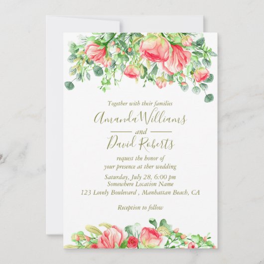 Sweetly Romantic | Uitnodiging voor Floral Wedding (Voorkant)