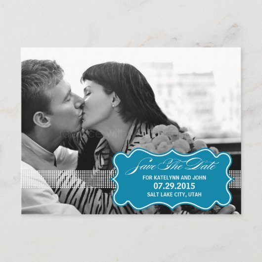 Sweetly Sealed Save the Date Briefkaart - Turquois (Voorkant)