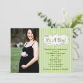 Sweetly Striped Baby shower Photo Invitation Kaart (Staand voorkant)