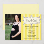 Sweetly Striped Baby shower Photo Invitation Kaart (Voorkant / Achterkant)