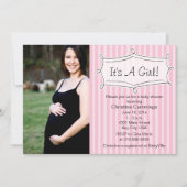 Sweetly Striped Baby shower Photo Invitation Kaart (Voorkant)