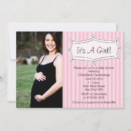 Sweetly Striped Baby shower Photo Invitation Kaart