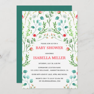 Sweetly Wreath   waterverf Floral Baby shower Kaart