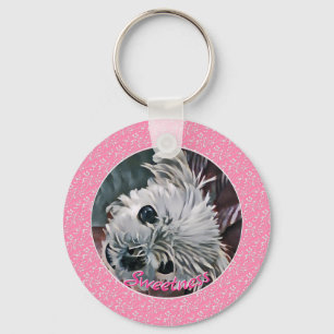 Sweetness-roze-puppy-ANY-FOTO-SJABLOON- Sleutelhanger