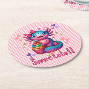 Sweetolotl Vibes Axolotl schattigheid liefhebbers Ronde Kartonnen Onderzetter