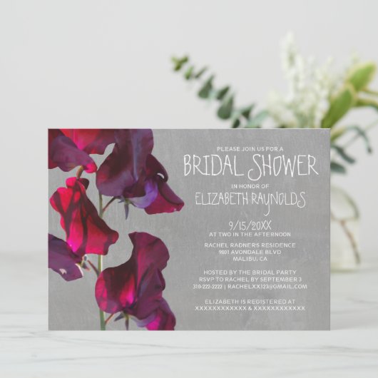 Sweetpea Bridal Shower Invitations Kaart (Staand voorkant)