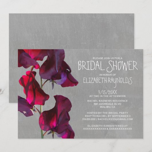 Sweetpea Bridal Shower Invitations Kaart (Voorkant / Achterkant)