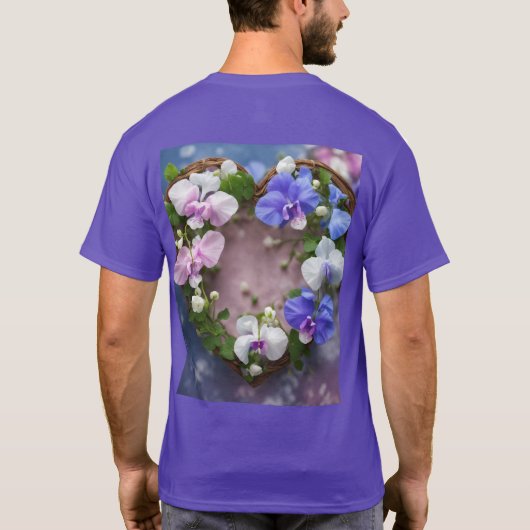 Sweetpea Heart Vine - Basic Donker T-Shirt Design (Achterkant)