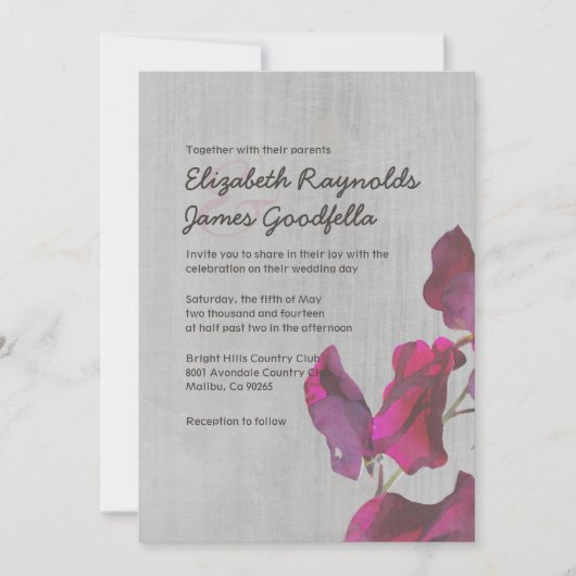 Sweetpea Wedding Invitations Kaart (Voorkant)