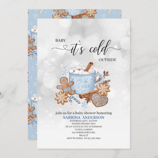 Sweets and Baby it is koud buiten het baby shower Kaart (Voorkant / Achterkant)