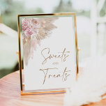 Sweets and Treats Boho Floral Pampas Shower Sign Poster<br><div class="desc">This classy "Favors" sign will surely brighten up your event,  be it your wedding,  bridal shower,  baby shower or birthday party. The design features muted blush roses mixed with earthy pampas grass and soft boho elements.</div>