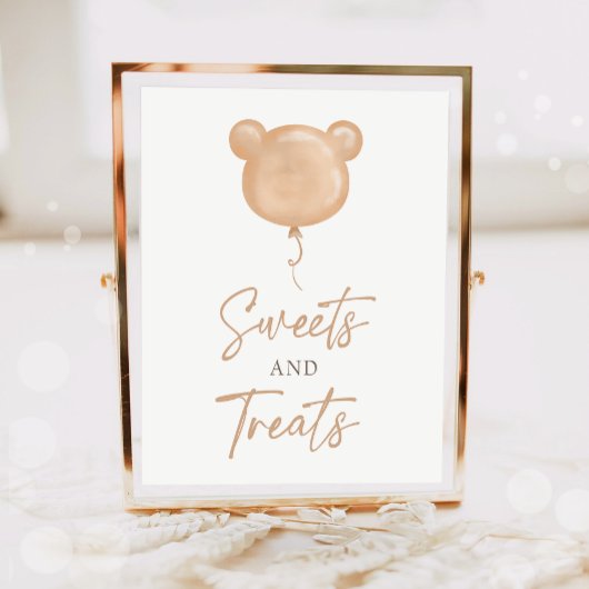 Sweets and Treats Teddy Bear Balloon Birthday  Poster