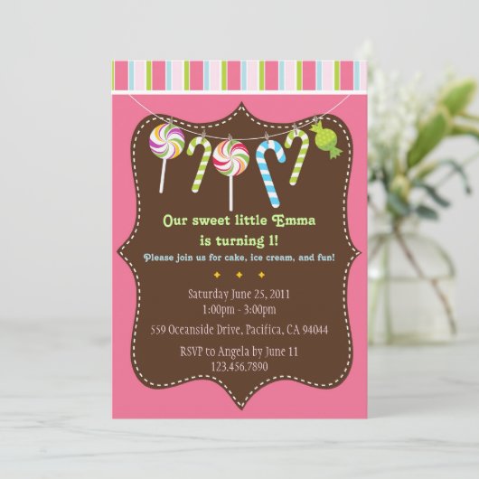 Sweets and Trees Invite Kaart (Staand voorkant)