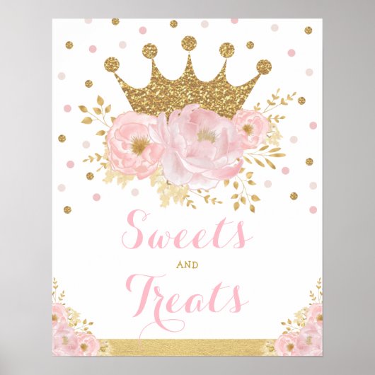 Sweets and Trees Princess Baby Girl Birthday Sign Poster (Voorkant)