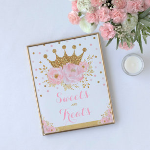 Sweets and Trees Princess Baby Girl Birthday Sign Poster