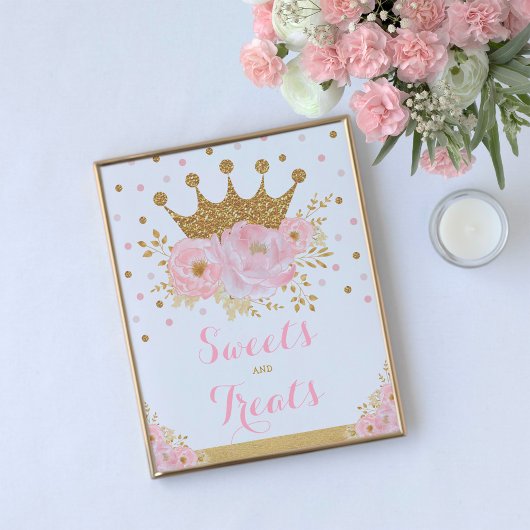 Sweets and Trees Princess Baby Girl Birthday Sign Poster