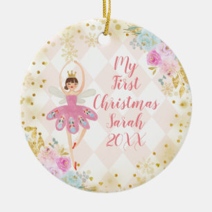 Sweets Ballerina Nutkraker 1st Kerstmis Keramisch Ornament