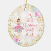 Sweets Ballerina Nutkraker 1st Kerstmis Keramisch Ornament (Links)