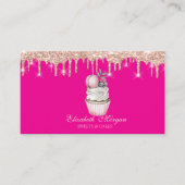  Sweets Cupcake Macaron Rose Gold Drips Pink Visitekaartje (Voorkant)