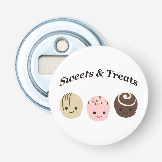 Sweets en behandelingen! Chocolade Button Flesopener (Voorkant)