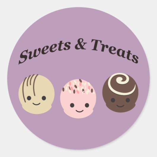 Sweets en behandelingen! Chocolade Ronde Sticker (Voorkant)