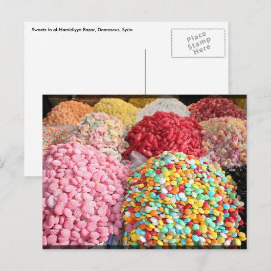 Sweets in Bazaar - Damascus, Syrië Briefkaart (Voorkant / Achterkant)