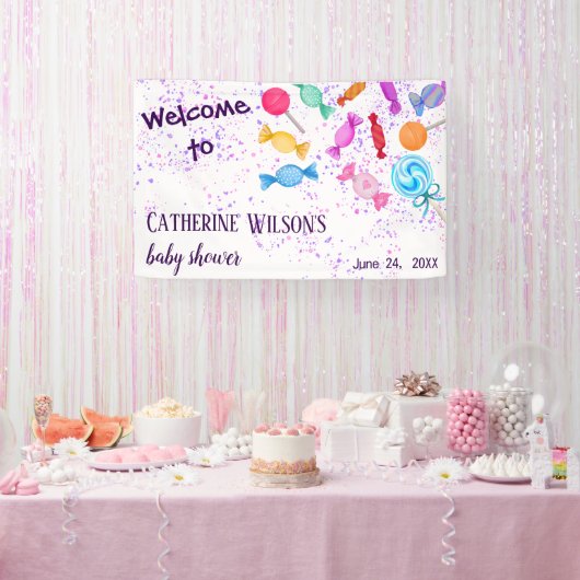 Sweets Lollipops Moeder wordt Baby shower Spandoek (Feest)
