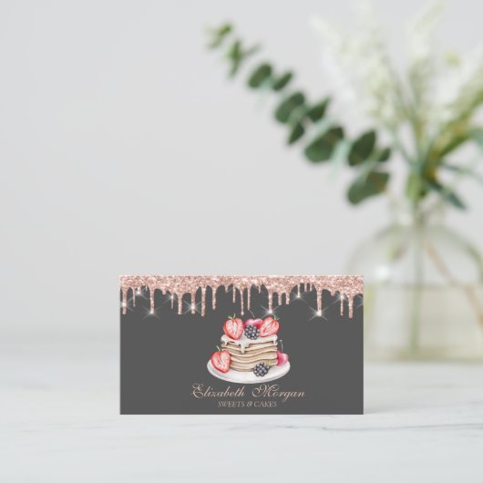 Sweets Pancakes Roos Gold Drids Bakery Visitekaartje (Staand voorkant)