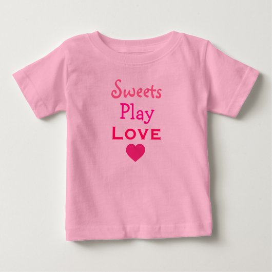 Sweets Play Love hot pink hart Peuter T-shirt (Voorkant)
