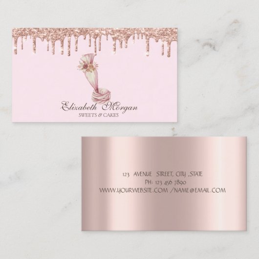 Sweets Rose Gold Drips Bakkerij Visitekaartje (Voorkant / Achterkant)