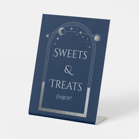 Sweets & traktaties Mystiek Blauw Hemelse Bruiloft Reclamebord Met Voetstuk (Voorkant)