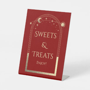Sweets & traktaties Mystiek Rood Goud Bruiloft Reclamebord Met Voetstuk