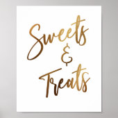 Sweets & Treatment Simple Gold Handwriting Sign Poster (Voorkant)