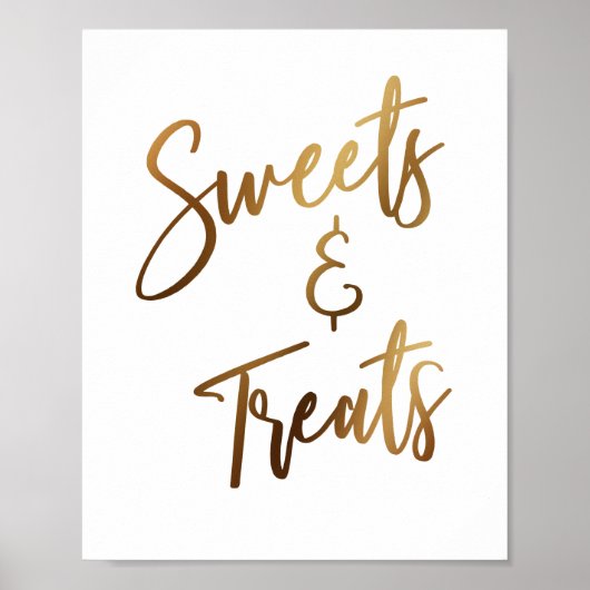 Sweets & Treatment Simple Gold Handwriting Sign Poster (Voorkant)