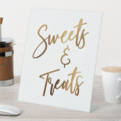 Sweets & Treatment Simple Gold Handwriting Typogra Reclamebord Met Voetstuk (Insitu)