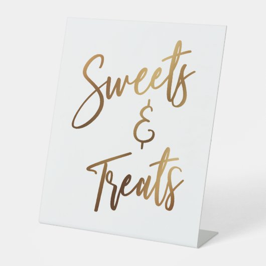 Sweets & Treatment Simple Gold Handwriting Typogra Reclamebord Met Voetstuk (Voorkant)