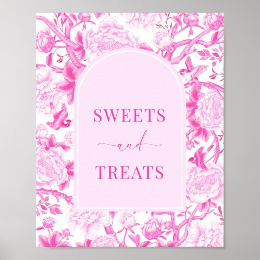 Sweets & Treats Fuchsia Chinoiserie Bruidsbord Poster (Voorkant)