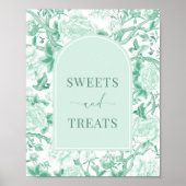 Sweets Treats Groen Wit Chinoiserie Bruidsbord Poster (Voorkant)