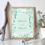 Sweets Treats Groen Wit Chinoiserie Bruidsbord Poster<br><div class="desc">Dit op chinoiserie geïnspireerde ontwerp heeft elegante botanische bloemstukken en groen in salie groen en wit. Personaliseer de uitnodiging met uw gegevens en als u de stijl en plaatsing van de tekst verder wilt herschikken,  druk dan op de knop "Klik om verder aan te passen".</div>